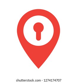 location pin lock icon concept 