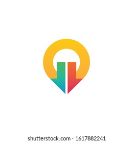 location pin logo arrow design vector color