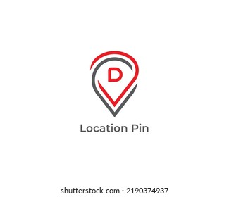 Location Pin Logo Concept icon sign symbol Design Line Art Style with Letter D. Map, Marker, Navigation Logotype. Vector illustration logo template