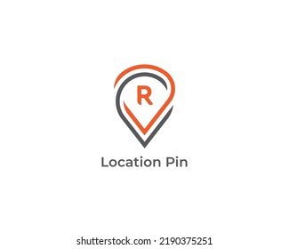 Location Pin Logo Concept icon sign symbol Design Line Art Style with Letter R. Map, Marker, Navigation Logotype. Vector illustration logo template