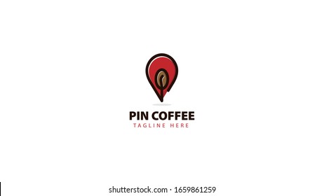 location pin logo design combined with coffee beans, vector