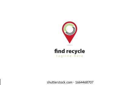 the location pin logo design is combined with the recycling symbol. vector