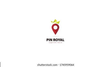 Location pin logo design combined with crown. vector