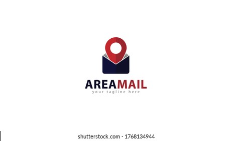 Diseño del logotipo del pin de ubicación combinado con correo electrónico. vector