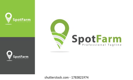 The location pin logo design combined with the concept of a garden, the shape of the circle is not perfect. There are several color concepts. Vector