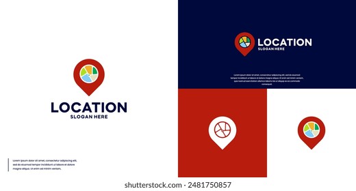 location pin logo with map, direction logo, sign, logo design vector.