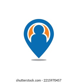 Location pin logo with a person at the center