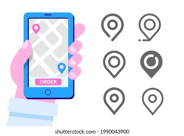 Location pin. Map, direction, search vector icon set