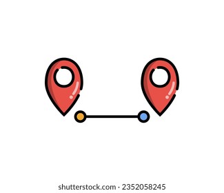 Location pin map distance icon. Guidance, pointer, technology, direction concepts. Colored outline vector design isolated illustration.