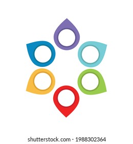 Location pin. Map pin flat icon vector design. colorful markers Vector illustration circle shapes