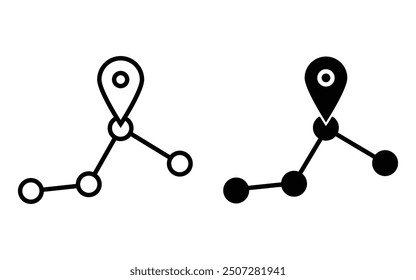 Icono de línea de mapa de pin de Locación, Vector mínimo de dirección, Plantilla de ícono de seguimiento de GPS para gráfico y Diseño web,