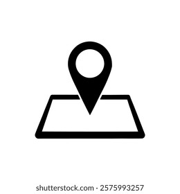 Location pin or map marker icon silhouette vector illustration design on white background.