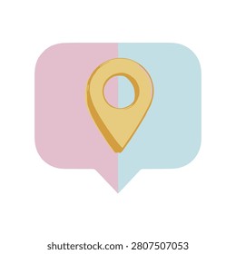 Location pin map marker icon on speech bubble with location navigation communication position traveling destination
