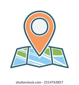 Mapa de pin de Locación. Pin en el mapa que indica la posición o la ubicación. Viajes, navegación, dirección, ruta, encontrar.