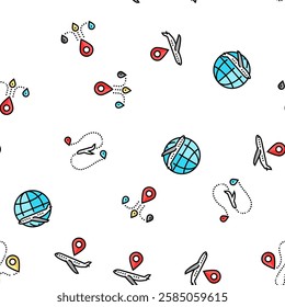 location pin map point vector seamless pattern thin line illustration