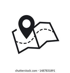 Location pin and map vector icon.