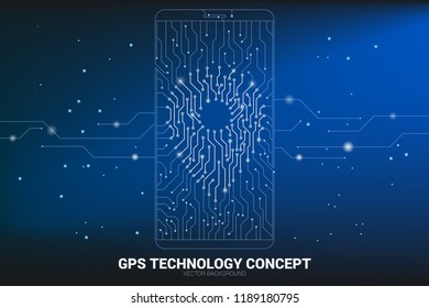 Ubicación Icono de marca de anclaje teléfono móvil con gráfico de línea de circuito, concepto de ubicación y lugar de instalación , tecnología GPS