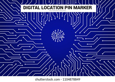 Location Pin Marker from circuit board line, Digital GPS signage