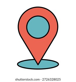 Ícone marcador de pino de localização representando a navegação no mapa, a identificação do local, a marcação de destino e a orientação de viagem.