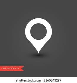 Location pin marker. Map pointer icon. White navigation symbol