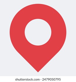 Location pin marker with white dot. Red short map icon isolated on white background. Location pin