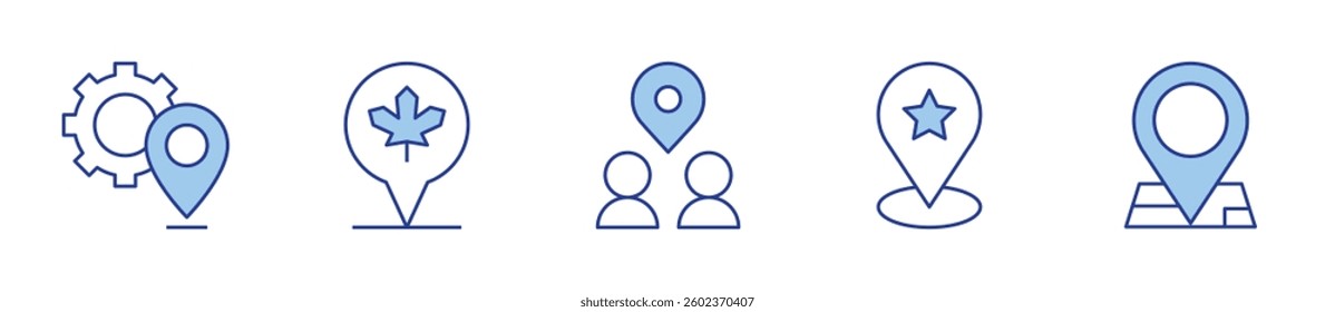 location pin, meeting point, location. Location Icon vector illustration. Line Duotone style. Editable stroke.