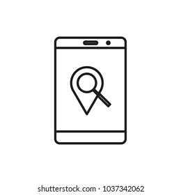 Location Pin Mobile Device Adventure Thin Line Icon Symbol Illustration Design