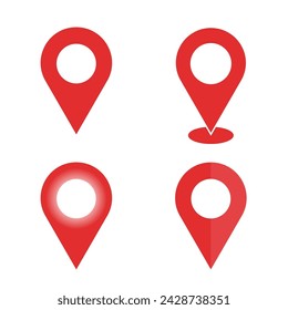 Positionsstift für mehrere Stile festgelegt. Vector Sie sind hier GPS-Navigation Map Zeiger. Halb Schatten Lokation Pins. Positionsstift-Farbverlauf setzen 3D rot Standort Pin Sammlung Vektor-Illustration.