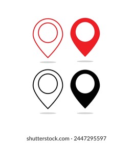 Location Pin Multiple Styles Set. Vector Illustration