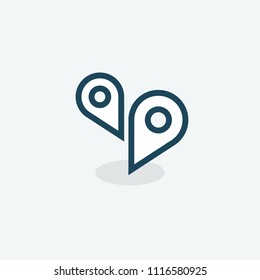 Location pin navigation logo template, Logo concept of navigator, guide, booking hotel, Rent a Car, travel application. Map marekr icon. Vector flat style illustration modern location pin logotype.