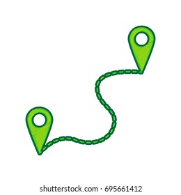 Location pin navigation map, gps sign. Vector. Lemon scribble icon on white background. Isolated