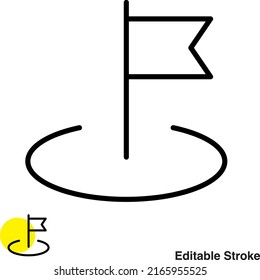 Icono de la línea del vector de navegación del pin de ubicación