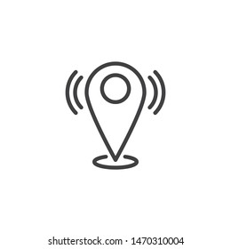 Location pin notification line icon. linear style sign for mobile concept and web design. Map point signal notice outline vector icon. Symbol, logo illustration. Vector graphics