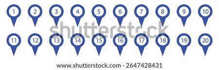 Location pin with numbers icon set. Red map markers with numbers in eps 10.