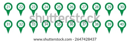 Location pin with numbers icon set. Red map markers with numbers in eps 10.
