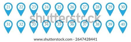 Location pin with numbers icon set. Red map markers with numbers in eps 10.