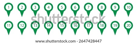Location pin with numbers icon set. Red map markers with numbers in eps 10.