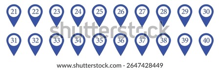 Location pin with numbers icon set. Red map markers with numbers in eps 10.