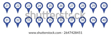 Location pin with numbers icon set. Red map markers with numbers in eps 10.