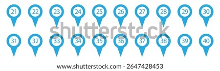 Location pin with numbers icon set. Red map markers with numbers in eps 10.