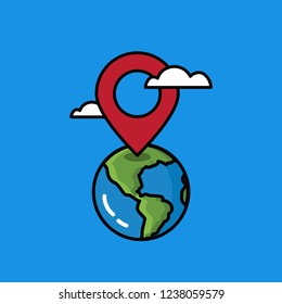Location Pin on Earth Vector Illustration 