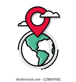Location Pin on Earth Vector Illustration 