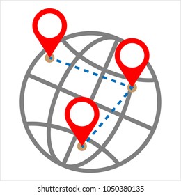 Location Pin On Globe Icon Vector Art Illustration