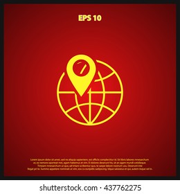 location pin on globe icon