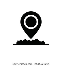 Location pin on ground simple black icon.