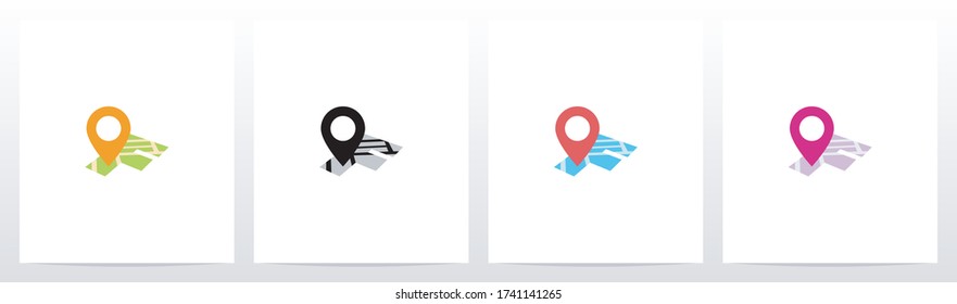 Location Pin On Letter Logo Design F