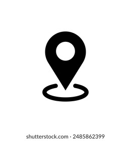 Position Pin auf Karte Zielroute Schwarz-Weiß Zeichnungsstil