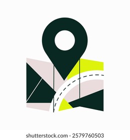 Location Pin on a Map in Flat Vector Illustration Symbolizing Navigation, Travel Planning, and GPS Guidance, Isolated on White Background