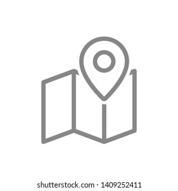 Location pin on map line icon. Navigation symbol and sign vector illustration design. Isolated on white background