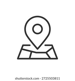 Location pin on map, linear icon. Navigation and place identification. Line with editable stroke.